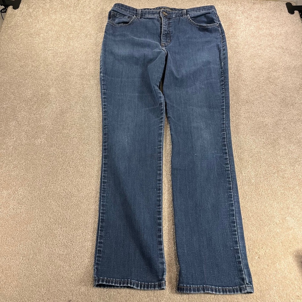 Lee Straight Leg Jeans Womens 16L Dark Wash High Rise Relaxed Fit Instantly Slim